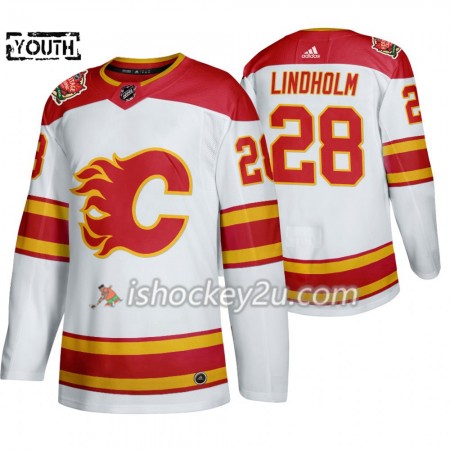 Børn NHL Calgary Flames Trøje Elias Lindholm 28 Adidas 2019 Heritage Classic Hvid Authentic